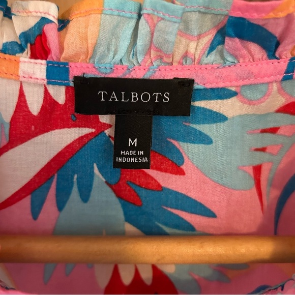 Talbots Ruffle Trim Shell Dazzling Floral. Size Medium. - Picture 6 of 10